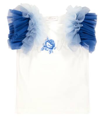 Camiseta de jersey con tul adornada | Monnalisa