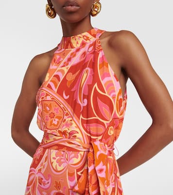 Celeste printed crêpe de chine midi dress | Rixo