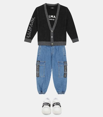 Cardigan en intarsia à logo | Balmain Kids