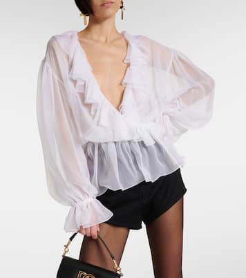 Blusa in chiffon di seta con volant | Dolce&Gabbana