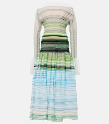 Striped smocked midi dress | Susan Fang