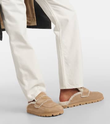 Shearling-lined suede mules | Prada