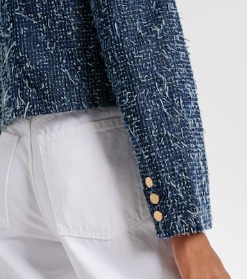 Chaqueta cropped de buclé y denim | Frame