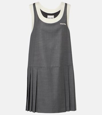 Logo wool grisaille minidress | Miu Miu