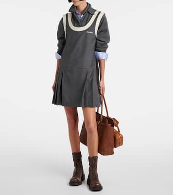 Logo wool grisaille minidress | Miu Miu