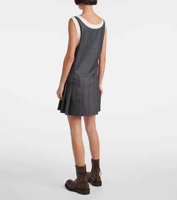 Logo wool grisaille minidress | Miu Miu