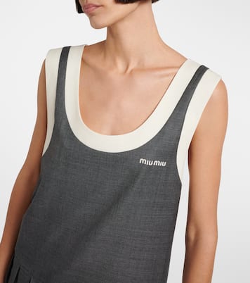 Logo wool grisaille minidress | Miu Miu