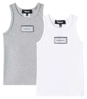 Set of 2 cotton-blend jersey tank tops | Versace Kids