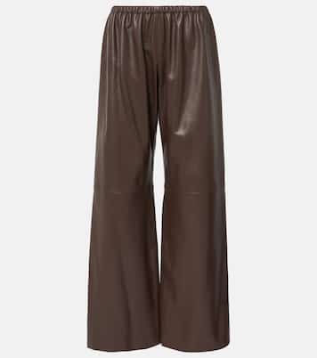 Pantaloni a gamba larga Olan in pelle | Nour Hammour