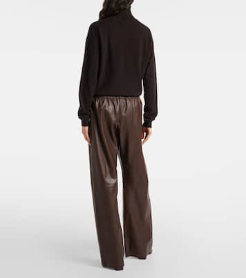 Pantaloni a gamba larga Olan in pelle | Nour Hammour