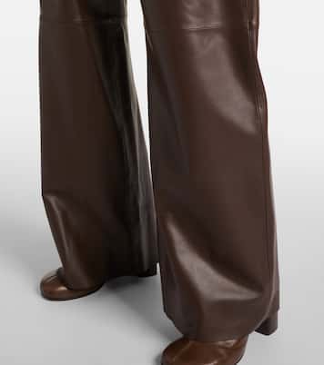 Pantaloni a gamba larga Olan in pelle | Nour Hammour