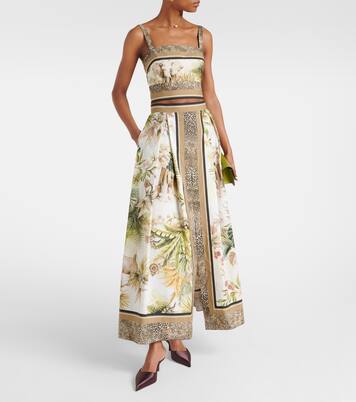 Jupe longue imprimée en coton | Elie Saab