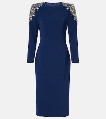 Abito midi Isla in crêpe con cristalli | Jenny Packham