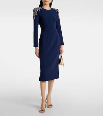 Abito midi Isla in crêpe con cristalli | Jenny Packham