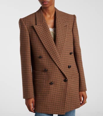 Checked double-breasted wool-blend blazer | Chloé
