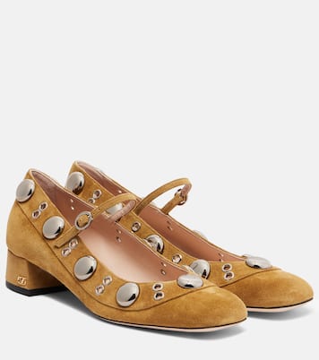 Nellcote studded suede Mary Jane pumps | Valentino Garavani