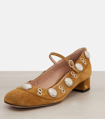 Nellcote studded suede Mary Jane pumps | Valentino Garavani