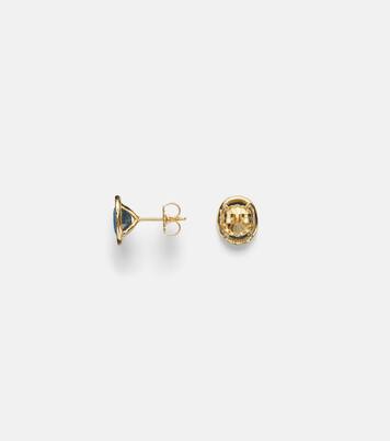 18kt gold stud earrings with diamonds and sapphires | Octavia Elizabeth