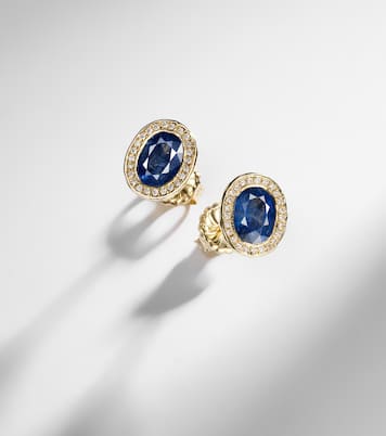 18kt gold stud earrings with diamonds and sapphires | Octavia Elizabeth