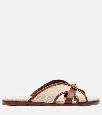 Leather-trimmed canvas slides | Gianvito Rossi