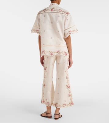 Patience floral linen flared pants | Zimmermann