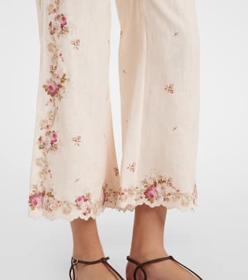 Patience floral linen flared pants | Zimmermann