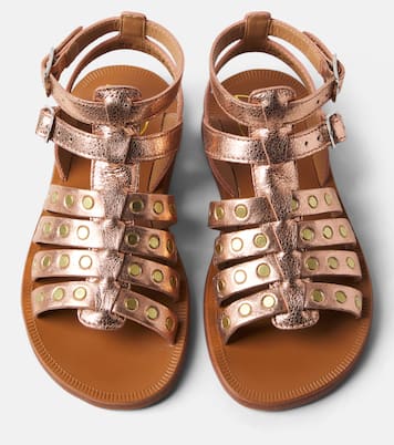 Plagette Stud leather gladiator sandals | Pom d'Api