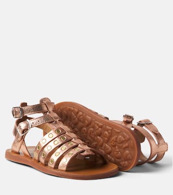 Plagette Stud leather gladiator sandals | Pom d'Api