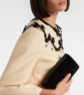 VLogo crystal-embellished velvet crossbody bag | Valentino Garavani