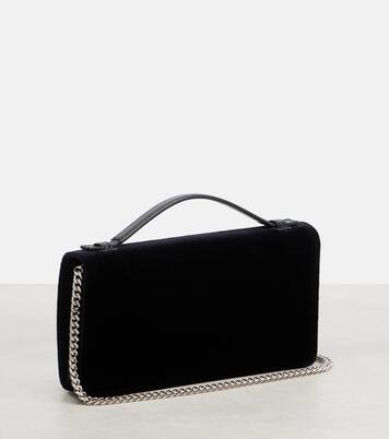 VLogo crystal-embellished velvet crossbody bag | Valentino Garavani