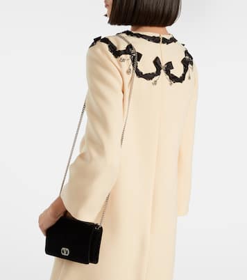 VLogo crystal-embellished velvet crossbody bag | Valentino Garavani