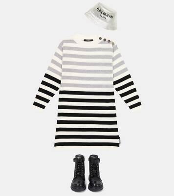 Striped wool-blend dress | Balmain Kids