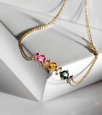 Bracelet chaîne réglable en or 14 ct avec pierres précieuses | Suzanne Kalan