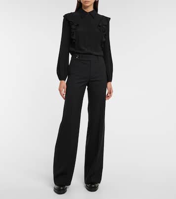 High-rise wool-blend straight pants | Chloé