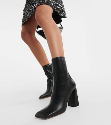 Ankle Boots Marine 95 aus Leder | Amina Muaddi