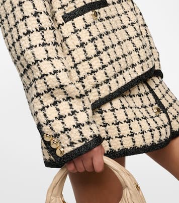 Cardigan in bouclé e lamé a quadri | Miu Miu