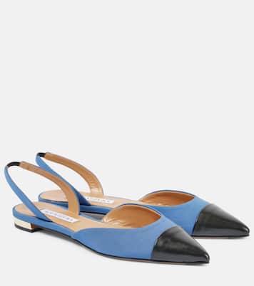 Milanese leather-trimmed slingback flats | Aquazzura