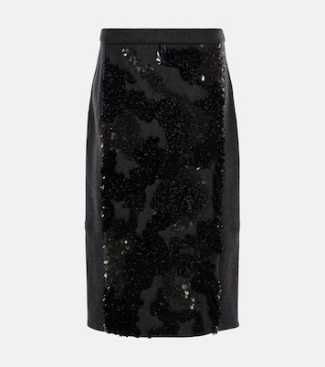 Gonna midi in misto lana con paillettes | Plan C