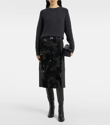 Gonna midi in misto lana con paillettes | Plan C