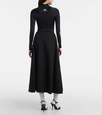Falda midi de sarga de algodón | Balenciaga