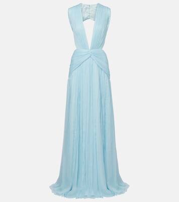 Abito lungo in chiffon di seta | Costarellos