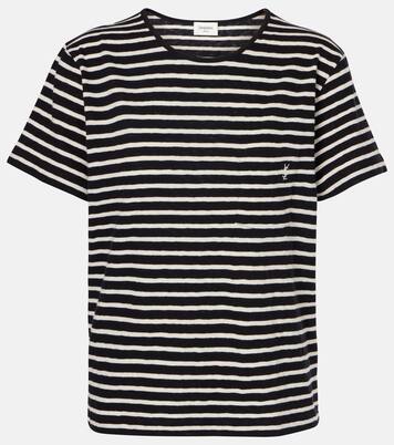 T-shirt Cassandre rayé en coton | Saint Laurent