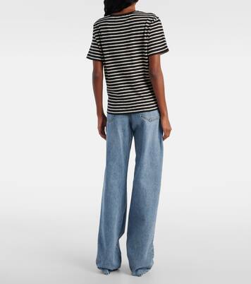 T-shirt Cassandre rayé en coton | Saint Laurent
