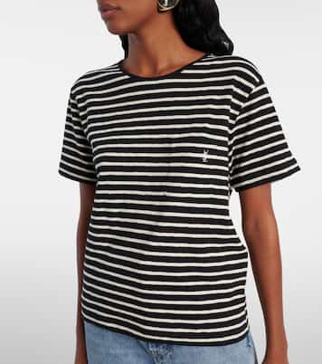 T-shirt Cassandre rayé en coton | Saint Laurent