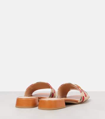 VLogo Cherryfic leather-trimmed slides | Valentino Garavani