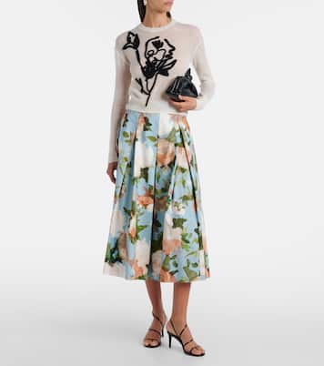 Falda midi de algodón floral plisada | Erdem