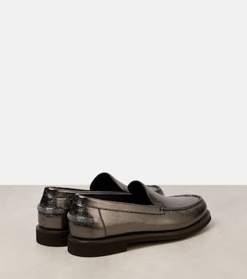 Loafers aus Metallic-Leder | Brunello Cucinelli