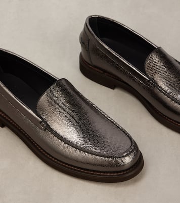 Loafers aus Metallic-Leder | Brunello Cucinelli