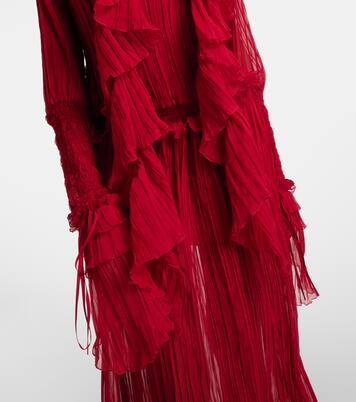 Abito lungo in chiffon di seta con ruches | Blumarine