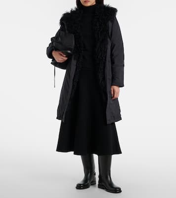 Hooded shearling-trimmed down coat | Yves Salomon